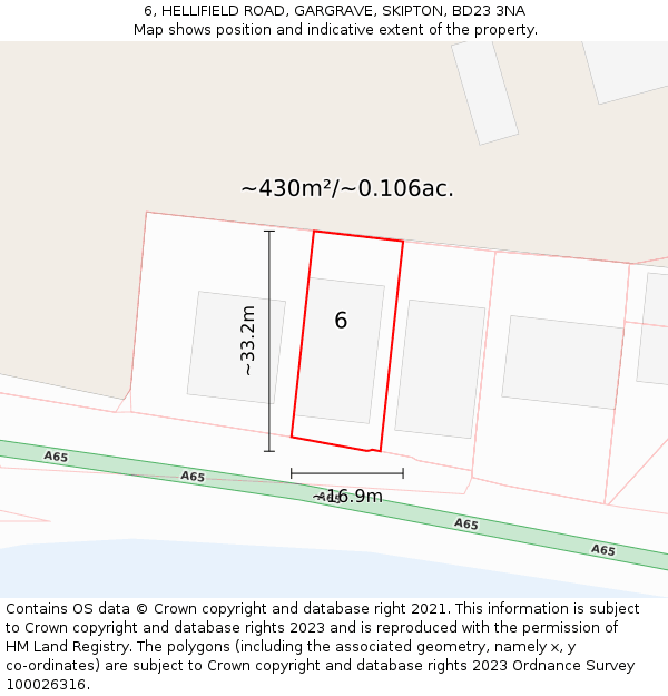 6, HELLIFIELD ROAD, GARGRAVE, SKIPTON, BD23 3NA: Plot and title map