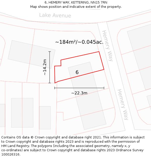 6, HEMERY WAY, KETTERING, NN15 7RN: Plot and title map