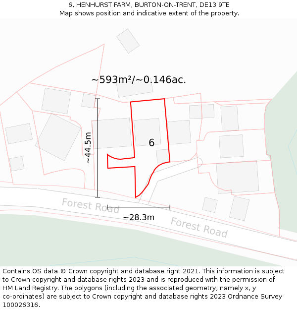 6, HENHURST FARM, BURTON-ON-TRENT, DE13 9TE: Plot and title map