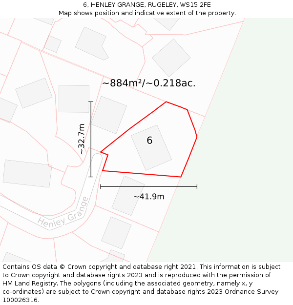 6, HENLEY GRANGE, RUGELEY, WS15 2FE: Plot and title map
