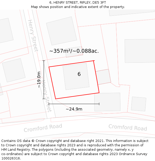 6, HENRY STREET, RIPLEY, DE5 3FT: Plot and title map