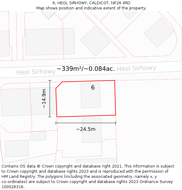 6, HEOL SIRHOWY, CALDICOT, NP26 4RD: Plot and title map