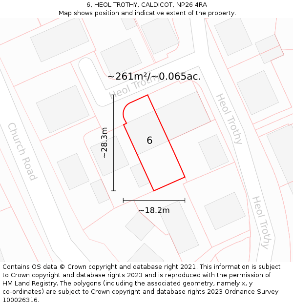 6, HEOL TROTHY, CALDICOT, NP26 4RA: Plot and title map