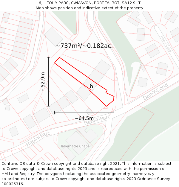 6, HEOL Y PARC, CWMAVON, PORT TALBOT, SA12 9HT: Plot and title map