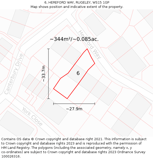 6, HEREFORD WAY, RUGELEY, WS15 1GP: Plot and title map