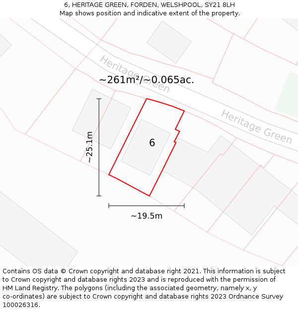 6, HERITAGE GREEN, FORDEN, WELSHPOOL, SY21 8LH: Plot and title map