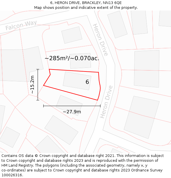 6, HERON DRIVE, BRACKLEY, NN13 6QE: Plot and title map