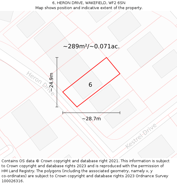 6, HERON DRIVE, WAKEFIELD, WF2 6SN: Plot and title map