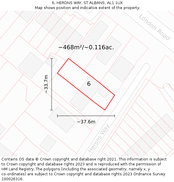 6, HERONS WAY, ST ALBANS, AL1 1UX: Plot and title map