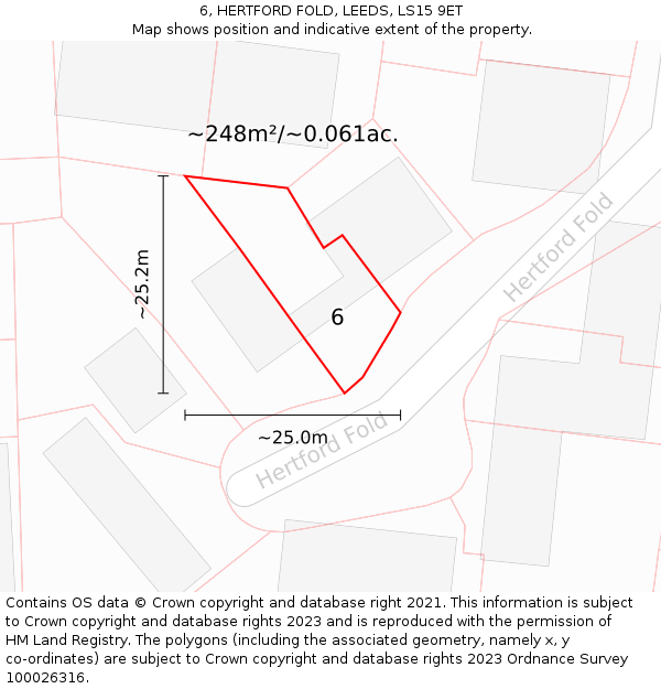6, HERTFORD FOLD, LEEDS, LS15 9ET: Plot and title map