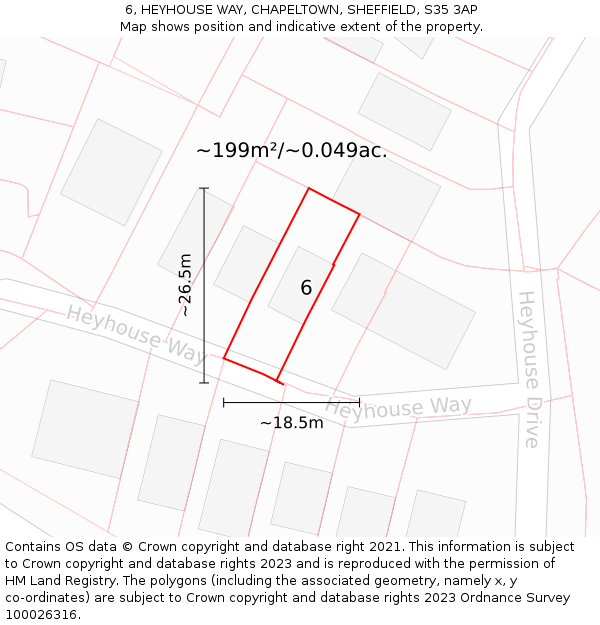 6, HEYHOUSE WAY, CHAPELTOWN, SHEFFIELD, S35 3AP: Plot and title map