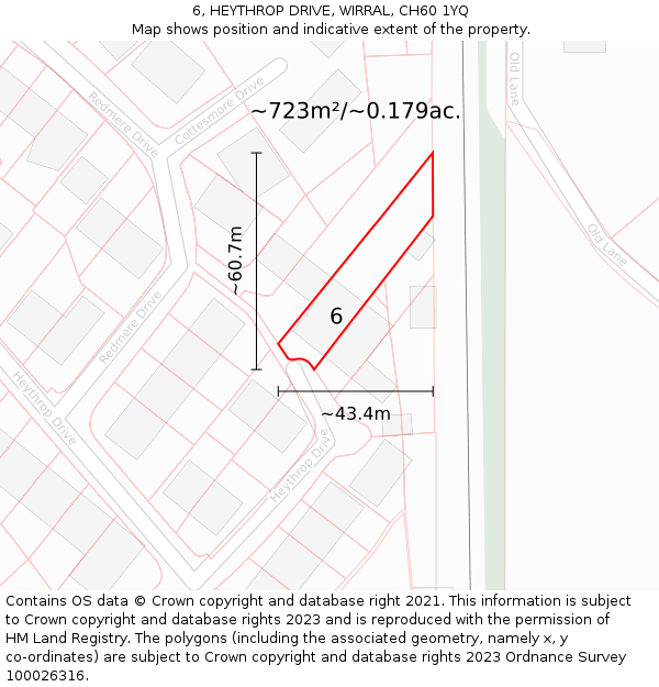 6, HEYTHROP DRIVE, WIRRAL, CH60 1YQ: Plot and title map