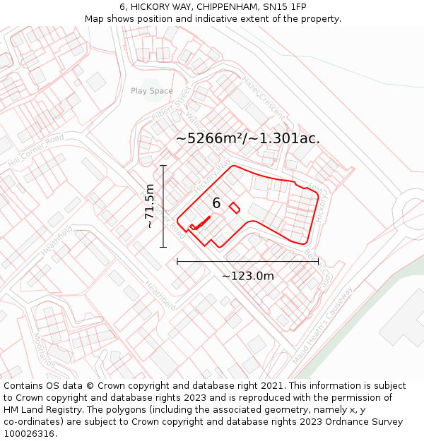 6, HICKORY WAY, CHIPPENHAM, SN15 1FP: Plot and title map