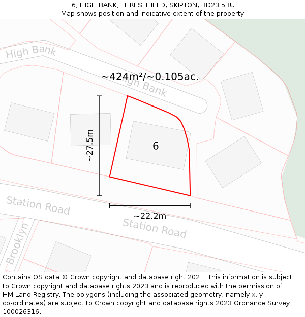 6, HIGH BANK, THRESHFIELD, SKIPTON, BD23 5BU: Plot and title map