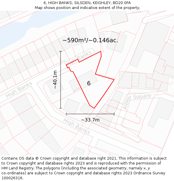 6, HIGH BANKS, SILSDEN, KEIGHLEY, BD20 0FA: Plot and title map