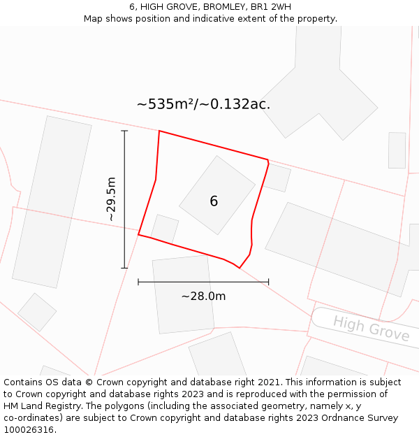 6, HIGH GROVE, BROMLEY, BR1 2WH: Plot and title map