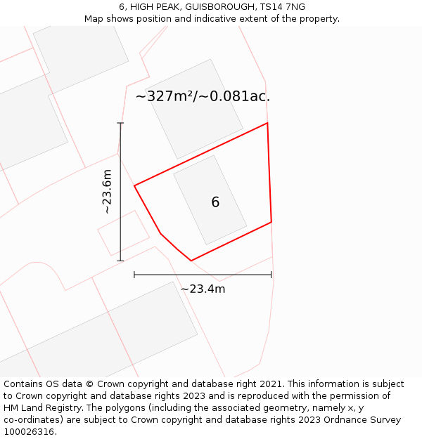 6, HIGH PEAK, GUISBOROUGH, TS14 7NG: Plot and title map