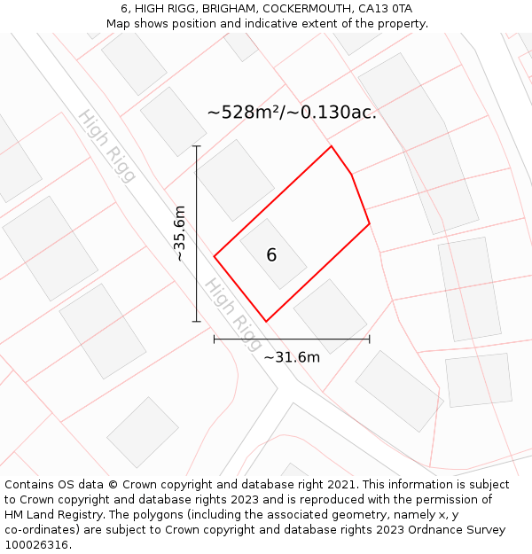 6, HIGH RIGG, BRIGHAM, COCKERMOUTH, CA13 0TA: Plot and title map