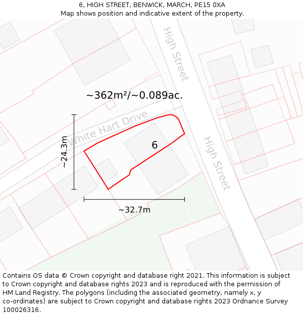 6, HIGH STREET, BENWICK, MARCH, PE15 0XA: Plot and title map