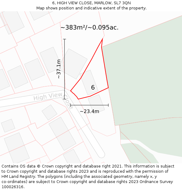 6, HIGH VIEW CLOSE, MARLOW, SL7 3QN: Plot and title map