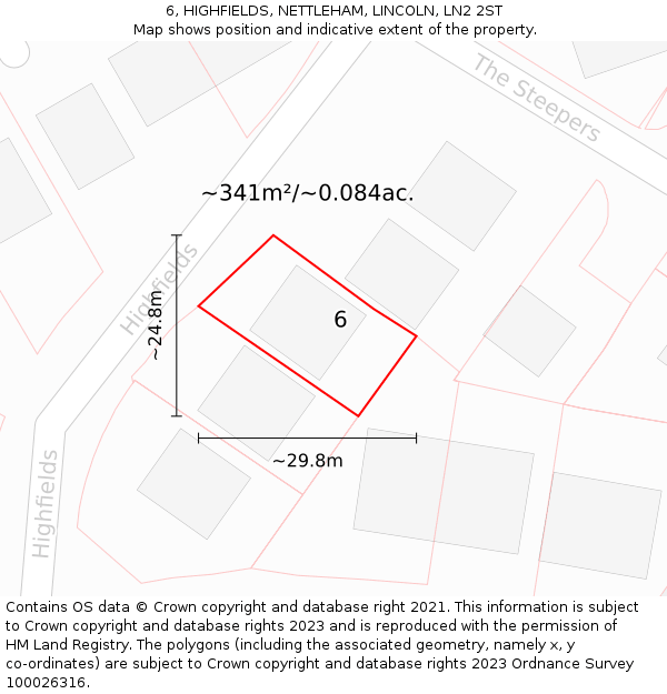6, HIGHFIELDS, NETTLEHAM, LINCOLN, LN2 2ST: Plot and title map