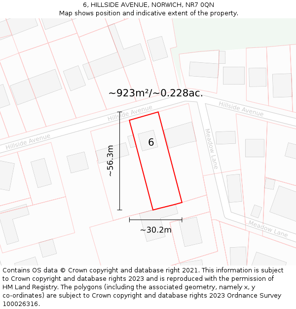6, HILLSIDE AVENUE, NORWICH, NR7 0QN: Plot and title map