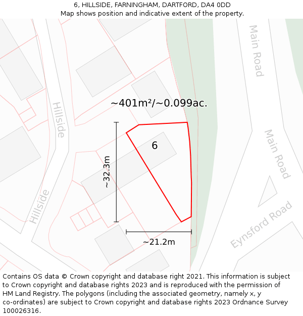 6, HILLSIDE, FARNINGHAM, DARTFORD, DA4 0DD: Plot and title map