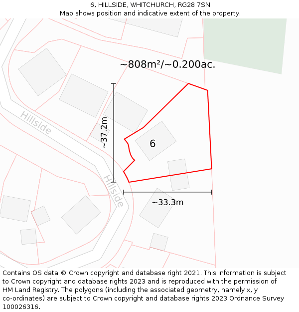 6, HILLSIDE, WHITCHURCH, RG28 7SN: Plot and title map