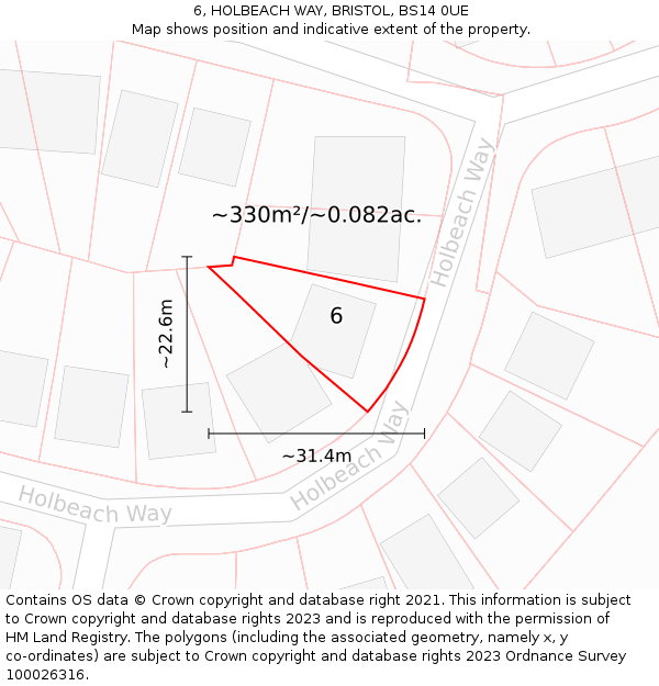 6, HOLBEACH WAY, BRISTOL, BS14 0UE: Plot and title map