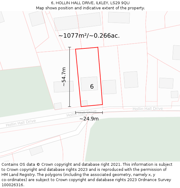 6, HOLLIN HALL DRIVE, ILKLEY, LS29 9QU: Plot and title map