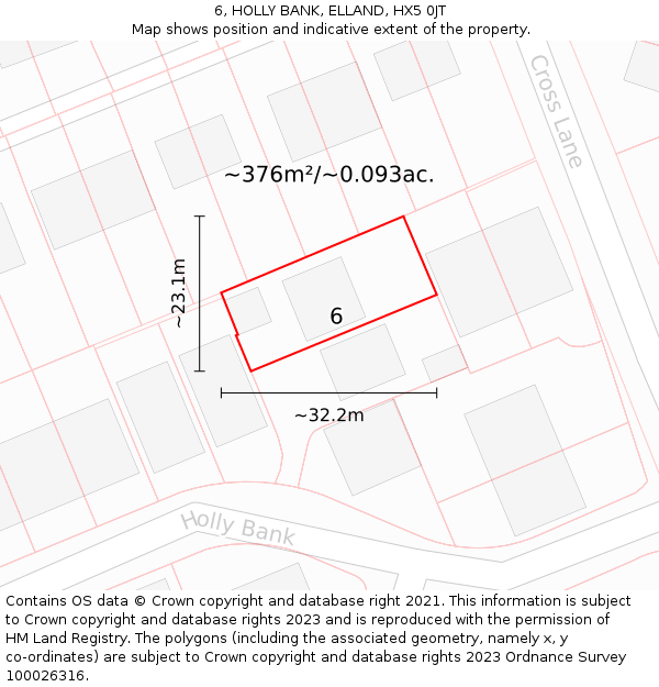 6, HOLLY BANK, ELLAND, HX5 0JT: Plot and title map