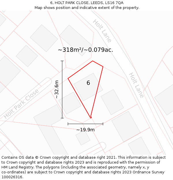 6, HOLT PARK CLOSE, LEEDS, LS16 7QA: Plot and title map