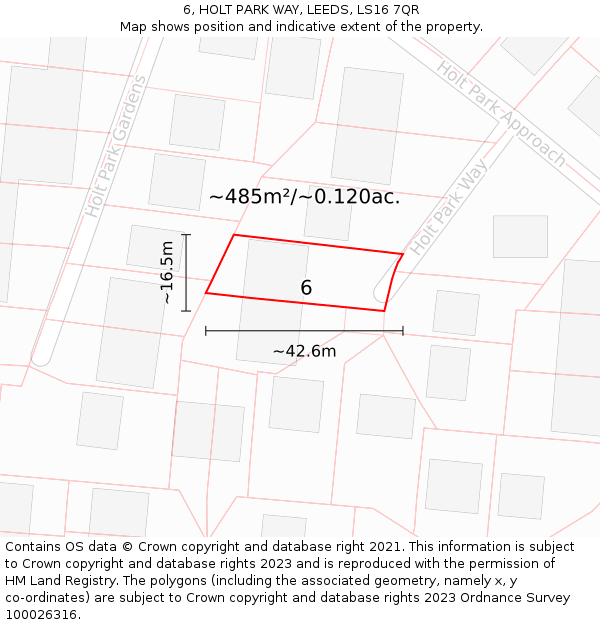 6, HOLT PARK WAY, LEEDS, LS16 7QR: Plot and title map