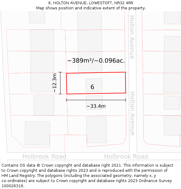 6, HOLTON AVENUE, LOWESTOFT, NR32 4RR: Plot and title map