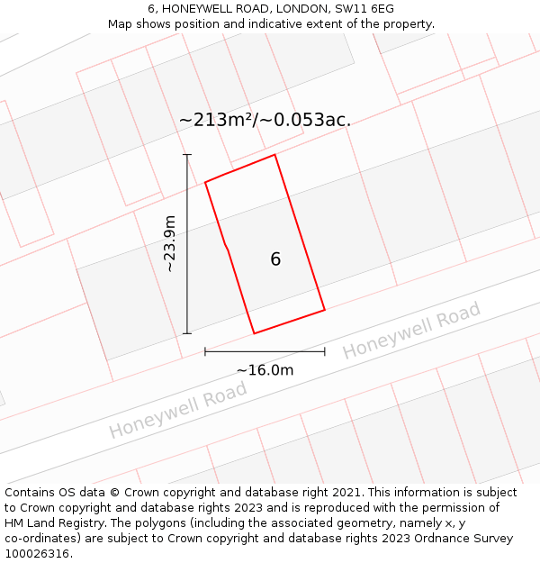 6, HONEYWELL ROAD, LONDON, SW11 6EG: Plot and title map