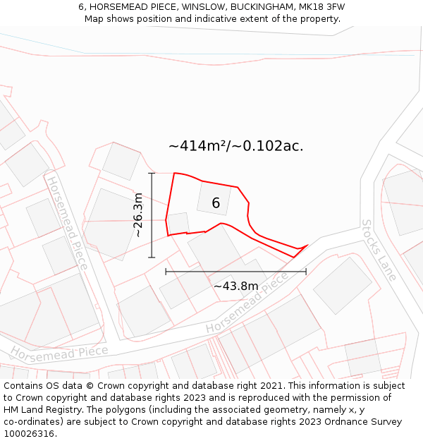 6, HORSEMEAD PIECE, WINSLOW, BUCKINGHAM, MK18 3FW: Plot and title map