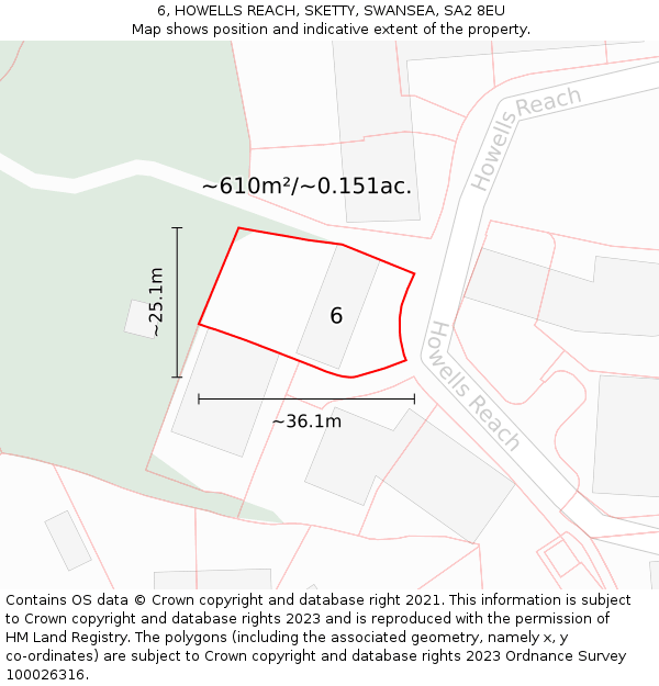 6, HOWELLS REACH, SKETTY, SWANSEA, SA2 8EU: Plot and title map