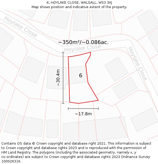 6, HOYLAKE CLOSE, WALSALL, WS3 3XJ: Plot and title map