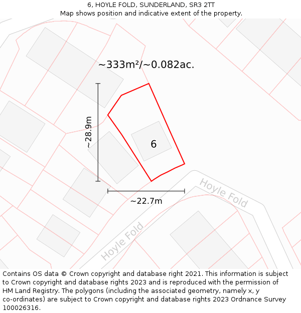 6, HOYLE FOLD, SUNDERLAND, SR3 2TT: Plot and title map