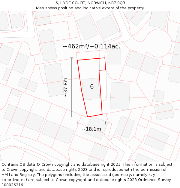 6, HYDE COURT, NORWICH, NR7 0QR: Plot and title map