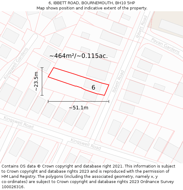 6, IBBETT ROAD, BOURNEMOUTH, BH10 5HP: Plot and title map