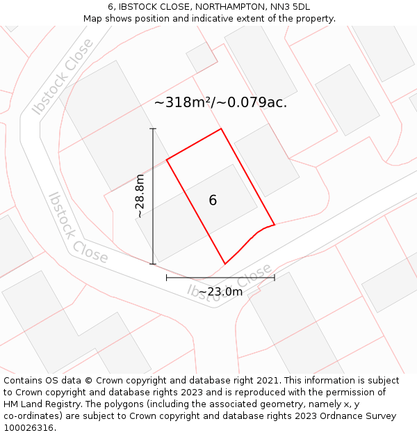 6, IBSTOCK CLOSE, NORTHAMPTON, NN3 5DL: Plot and title map