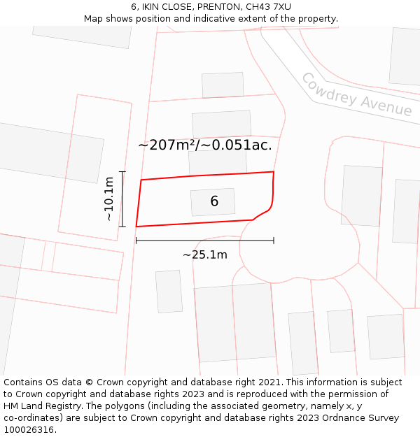 6, IKIN CLOSE, PRENTON, CH43 7XU: Plot and title map