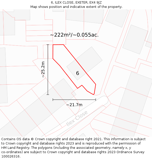 6, ILEX CLOSE, EXETER, EX4 9JZ: Plot and title map