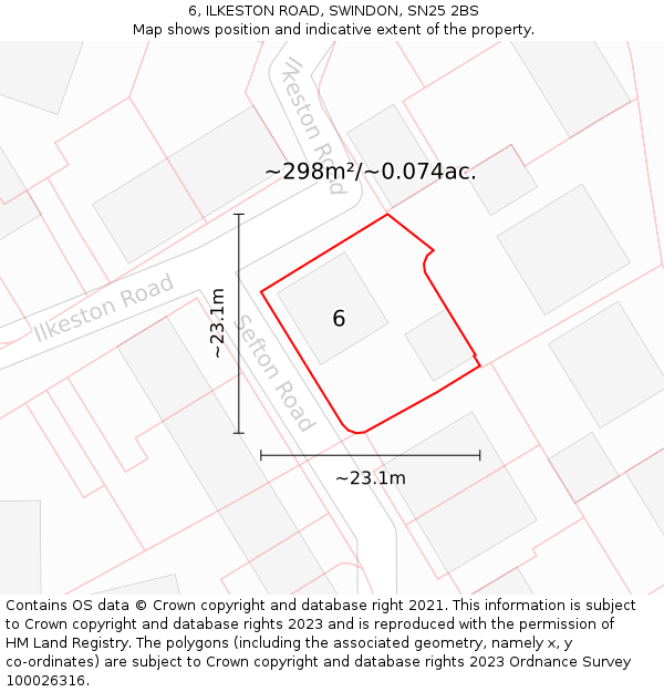6, ILKESTON ROAD, SWINDON, SN25 2BS: Plot and title map