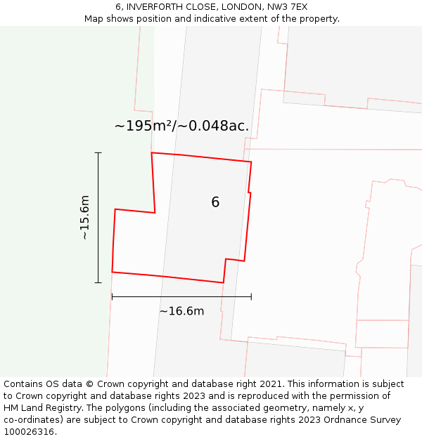 6, INVERFORTH CLOSE, LONDON, NW3 7EX: Plot and title map