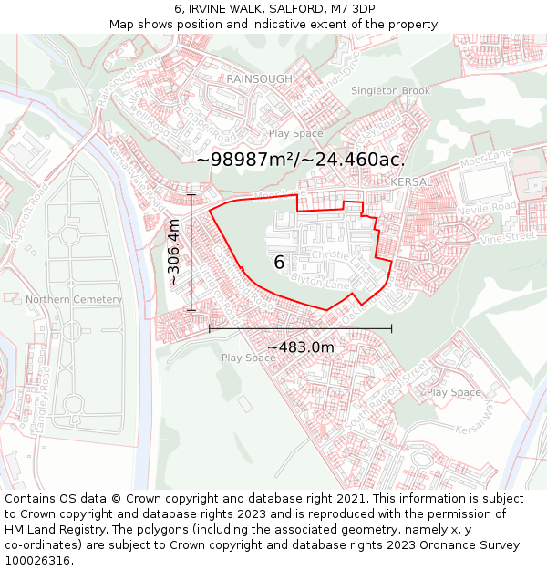 6, IRVINE WALK, SALFORD, M7 3DP: Plot and title map
