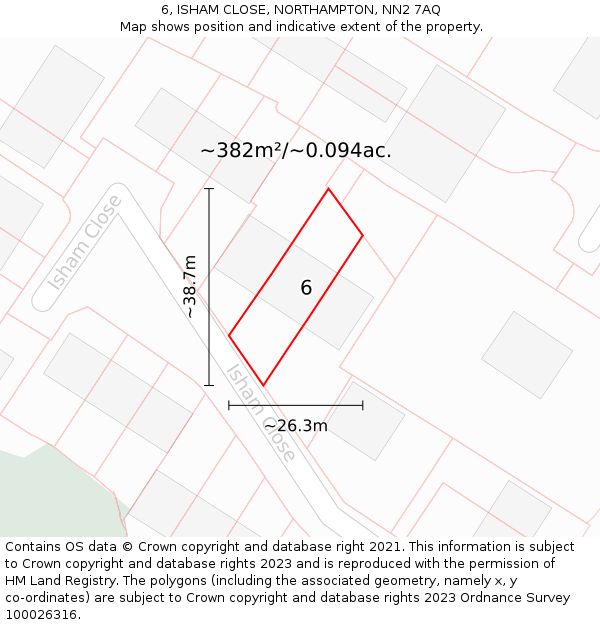 6, ISHAM CLOSE, NORTHAMPTON, NN2 7AQ: Plot and title map