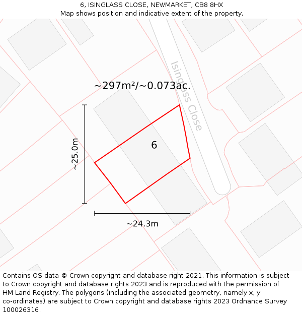 6, ISINGLASS CLOSE, NEWMARKET, CB8 8HX: Plot and title map