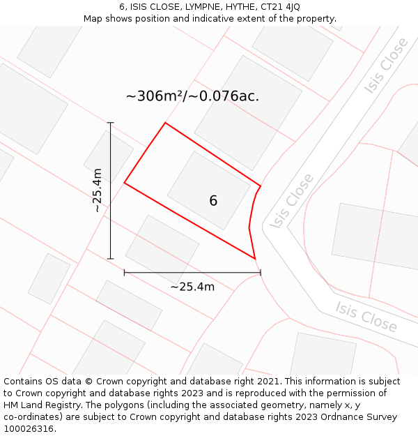 6, ISIS CLOSE, LYMPNE, HYTHE, CT21 4JQ: Plot and title map